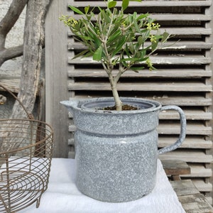 Vintage pot enamel pot milk pot enamel grey speckled country house farmhouse farmhouse kitchen french shabby patina rural charm