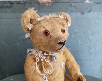 Antique petit ours en peluche PETZ ours en peluche est à la recherche d’une maison aimante Allemagne allemand vrai ours vintage endommagé détruit vrai minable