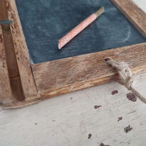 Antique small vintage BLACKBOARD slate board with stylus children&#39;s board old notice board for hanging Brocante shabby patina decoration kitchen JDL