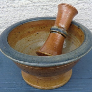 Pottery mortar with pestle ceramic clay pottery wheel pyrite clay urban handicraft shabby handmade arts and crafts Germany country house farmhouse