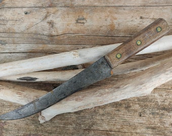 Altes rustikales Messer Holzgriff Handarbeit Küchenmesser Kücherwerkzeug used Vintage Patina Landhaus Bauernküche Farmhouse Country