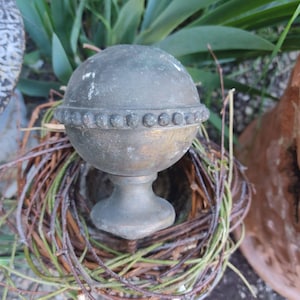 ANTIQUE old vintage ball spire metal ornament fragment damaged destroyed real true shabby brocante patina