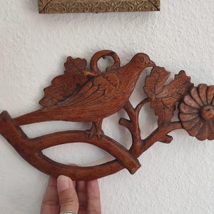 ANTIQUE old wall decoration bird wood carved handcrafted wooden carved wall decoration Arts and Crafts