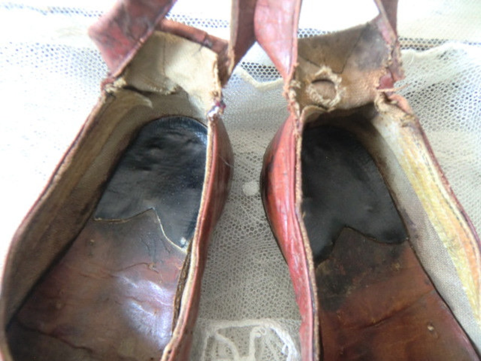 Red old girl shoes leather vintage children's shoes Etsy