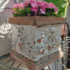 Ceramic planter square flowerpot ceramic pot vintage look putti decor brocante patina gardening country house farmhouse countryhouse farmhouse