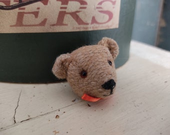 Entzückende Miniatur Bärenkopf Anstecknadel Brosche Teddybär handmade