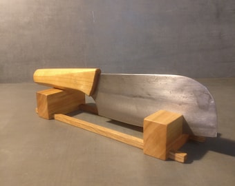 Large chef's knife with cherry wood handle and knife rest