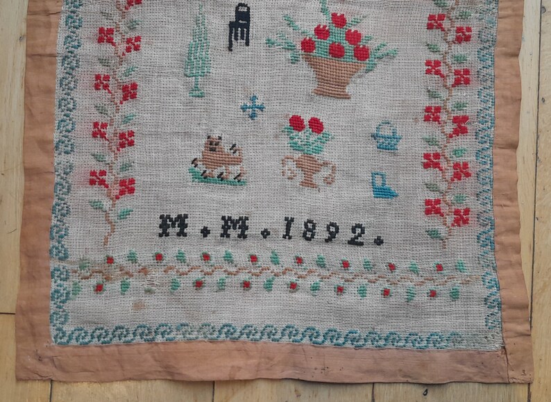 Antique French Sampler, Greek Alphabet and Motifs, 1892, Unframed - Etsy UK