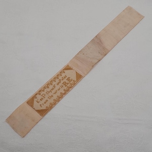 Embroidered Bristol board bookmark, &#39;Keep thyself unspoted&#39;, 19th century