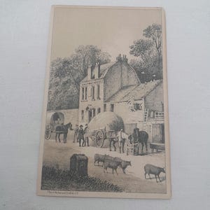 Landelijk tafereel van Halfway House met dieren, Domestic Sewing Machine Co., New York