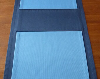 ELEGANTABLE table runner combination, elegant, approx. 50 x 150 cm, with stain protection, easy to clean, dark blue + Swedish blue (SB)