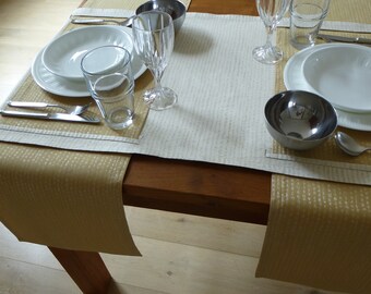 Table runner, tablecloth, placemat, beige/yellow