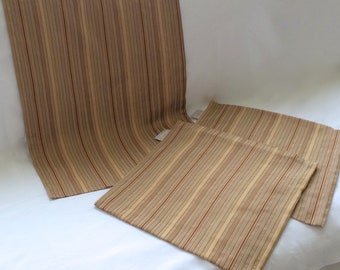 UNIQUE set of 2 cushion covers/pillowcases (40/40, without filling) + 1 table runner/runner (45x150) brown striped