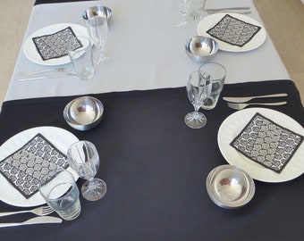 Tablecloth for extendable table, black / gray