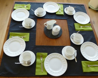 Blanket runner, table runner, tablecloth, anthracite