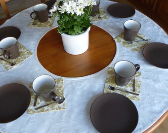 Table runner, tablecloth, round, white