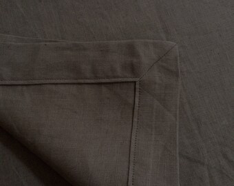 ELEGANTABLE luxury linen tablecloth - elegant, high quality, classic, dark grey/graphite, rectangular (approx. 160 x 260 cm) pre-washed, letter corners
