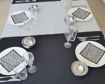 ELEGANTABLE tablecloth EXTENDABLE easy-care black/grey UNIQUE - 159/219 x 133 cm