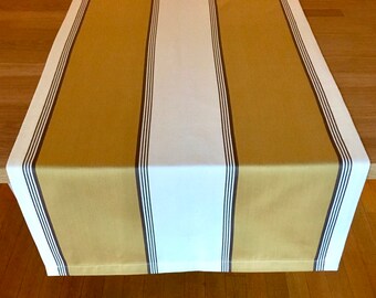 Table runner XL extra long approx. 61 x 170 cm modern high quality natural/ochre-yellow/brown unique ELEGANTABLE