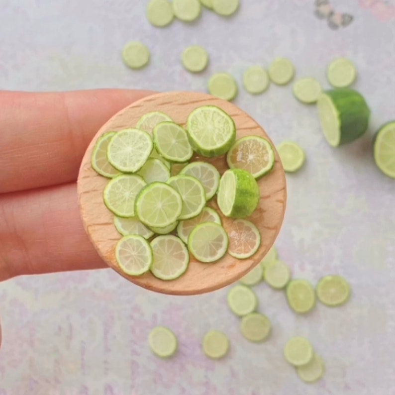 Miniature lime cane. Tutorial polymer clay. Tiny food. Etsy