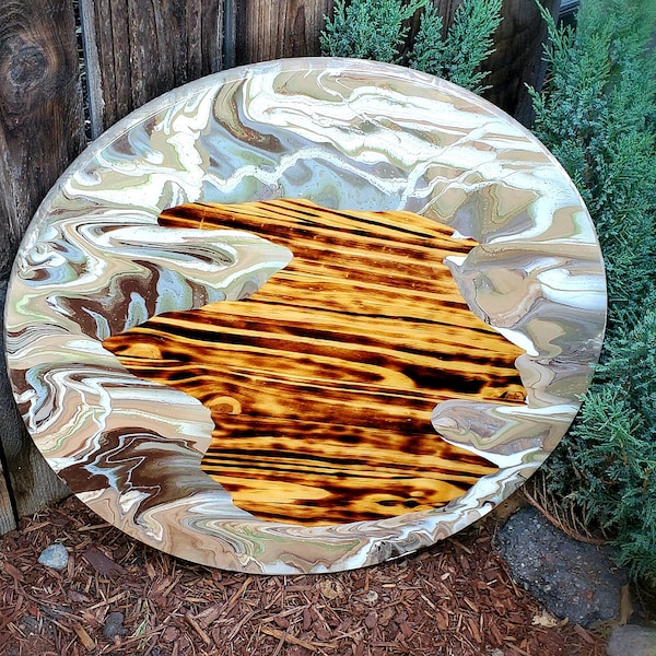 Burnt Wood Epoxy Table Etsy