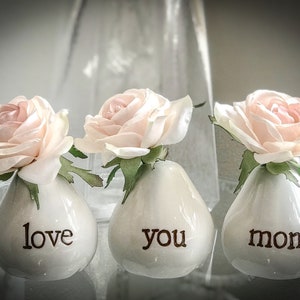 Love You Mom Vases For Flowers Adorable White Porcelain Flower Vase Set For Mothers Day, Valentines, Christmas, Birthday, Gifts for image 9