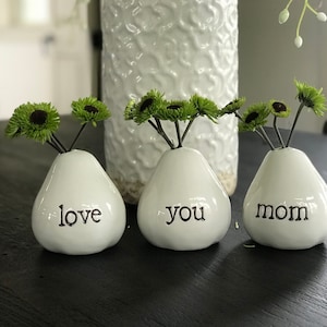 Love You Mom Vases For Flowers Adorable White Porcelain Flower Vase Set For Mothers Day, Valentines, Christmas, Birthday, Gifts for image 10