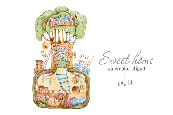 Download Garden Gnome House Clipart Watercolor Cute House Clipart Etsy