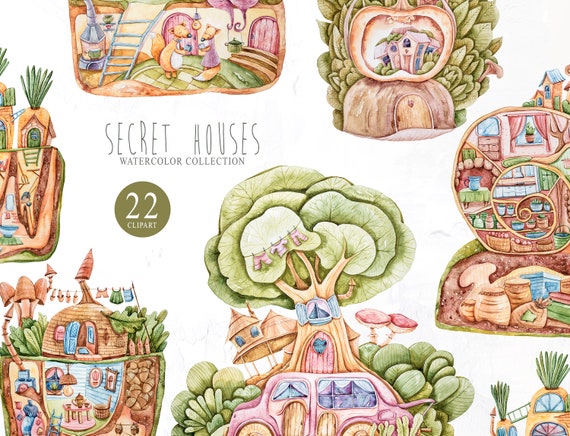 Fairy Garden House Clipart Small House Plans Clipart Outdoor Etsy