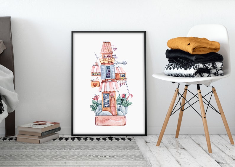 Download Christmas png Watercolor gnome houses clipart Fantasy cute ...