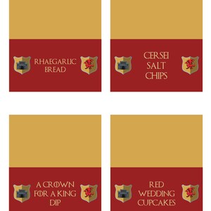 Game of Thrones Printable Food Tents, Game of Thrones Party Printables ...