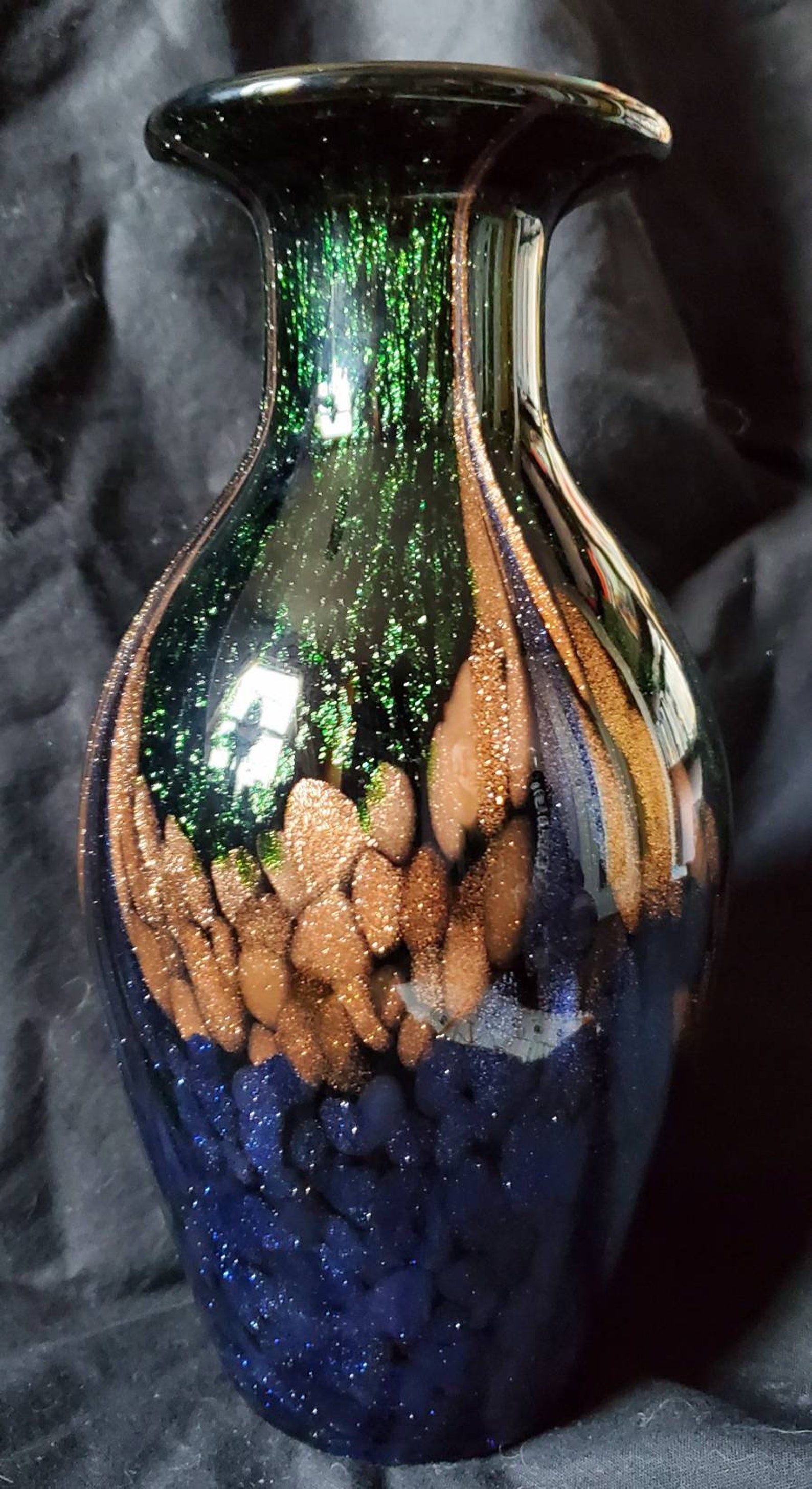 Vintage Murano Glass Vase Blue Gold Purple Etsy