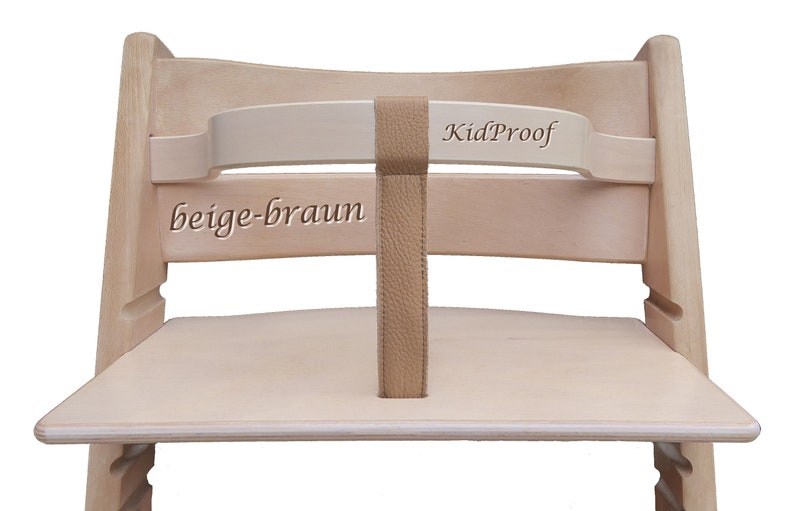 KidProof Öko Echt Lederriemen für Hochstuhl kompatibel zu Stokke Tripp Trapp, Roba, Treppy, Safety uvm. Schrittgurt für Holzbügel Frontbügel Bild 6