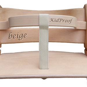 KidProof eco genuine leather strap for high chair compatible with Stokke Tripp Trapp, Roba, Treppy, Safety and many more. Crotch strap for wooden bar front bar image 8