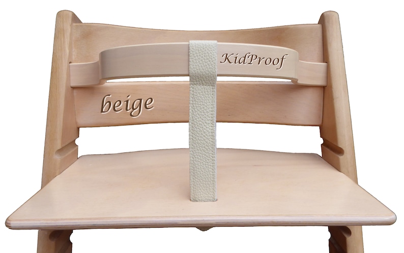 KidProof eco genuine leather strap for high chair compatible with Stokke Tripp Trapp, Roba, Treppy, Safety and many more. Crotch strap for wooden bar front bar image 8