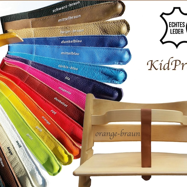 KidProof Öko Echt Lederriemen für Hochstuhl kompatibel zu Stokke Tripp Trapp, Roba, Treppy, Safety uvm. Schrittgurt für Holzbügel Frontbügel