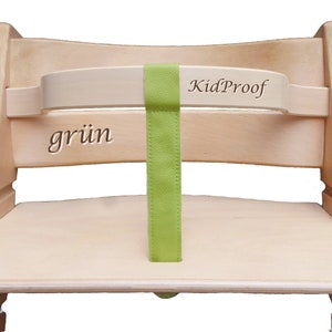 KidProof eco genuine leather strap for high chair compatible with Stokke Tripp Trapp, Roba, Treppy, Safety and many more. Crotch strap for wooden bar front bar image 5