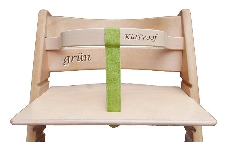 KidProof eco genuine leather strap for high chair compatible with Stokke Tripp Trapp, Roba, Treppy, Safety and many more. Crotch strap for wooden bar front bar image 5