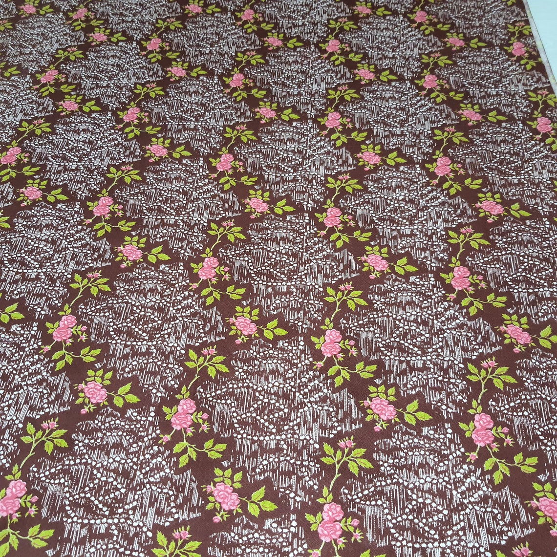 Fabric Vintage Floral Printed Flannel cotton 100 Etsy