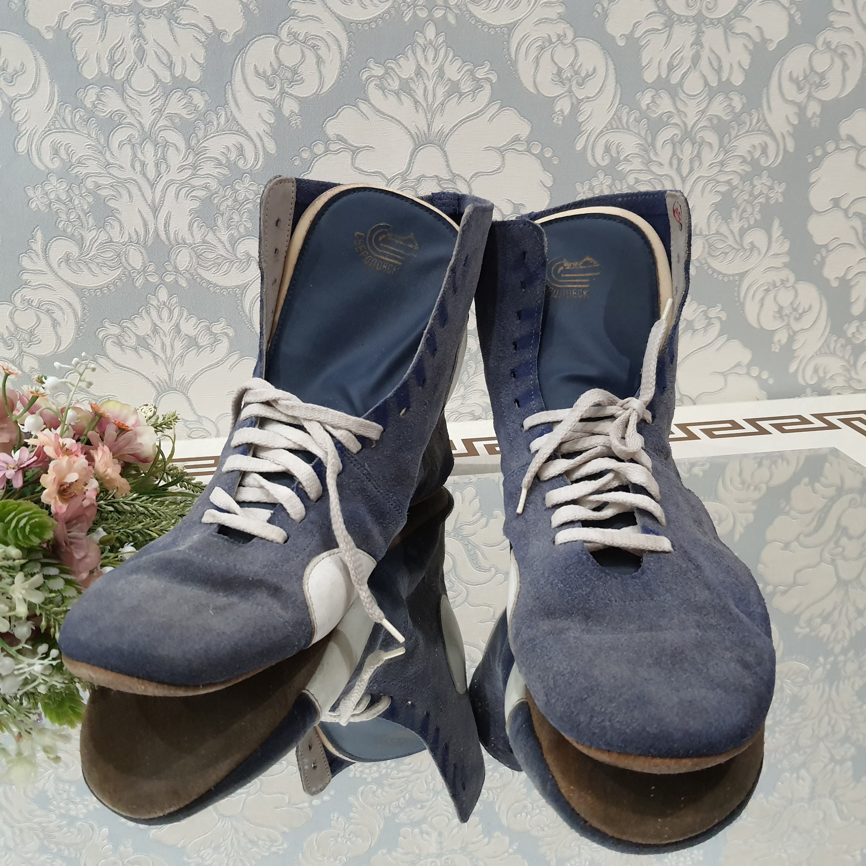 Boxing shoes Vintage Boxing Sneakers Blue Boots Sports Etsy