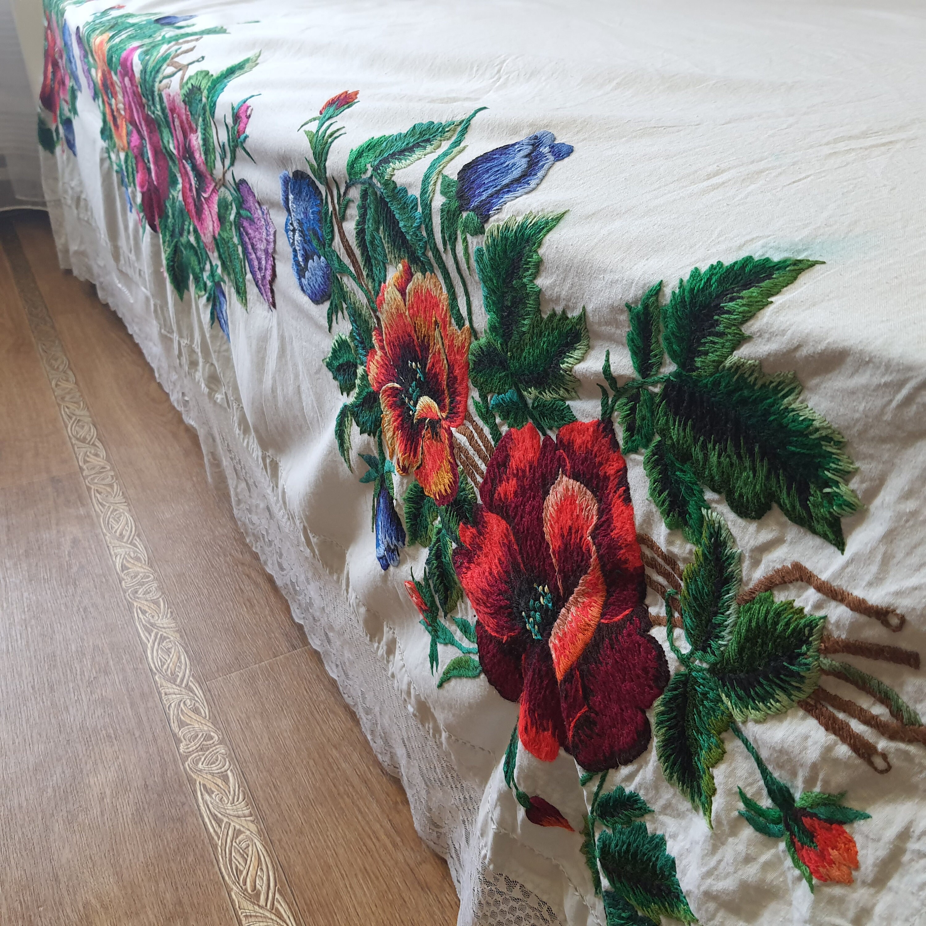 Hand embroidered Ukrainian bed sheet antique vintage Etsy