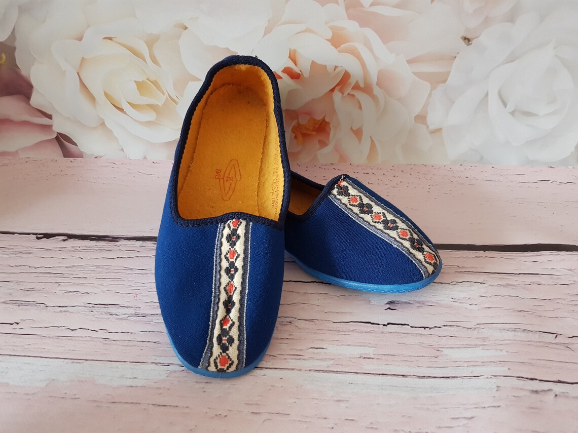 Vintage Soviet ladies shoes Blue felt shoes with soft interior | Etsy