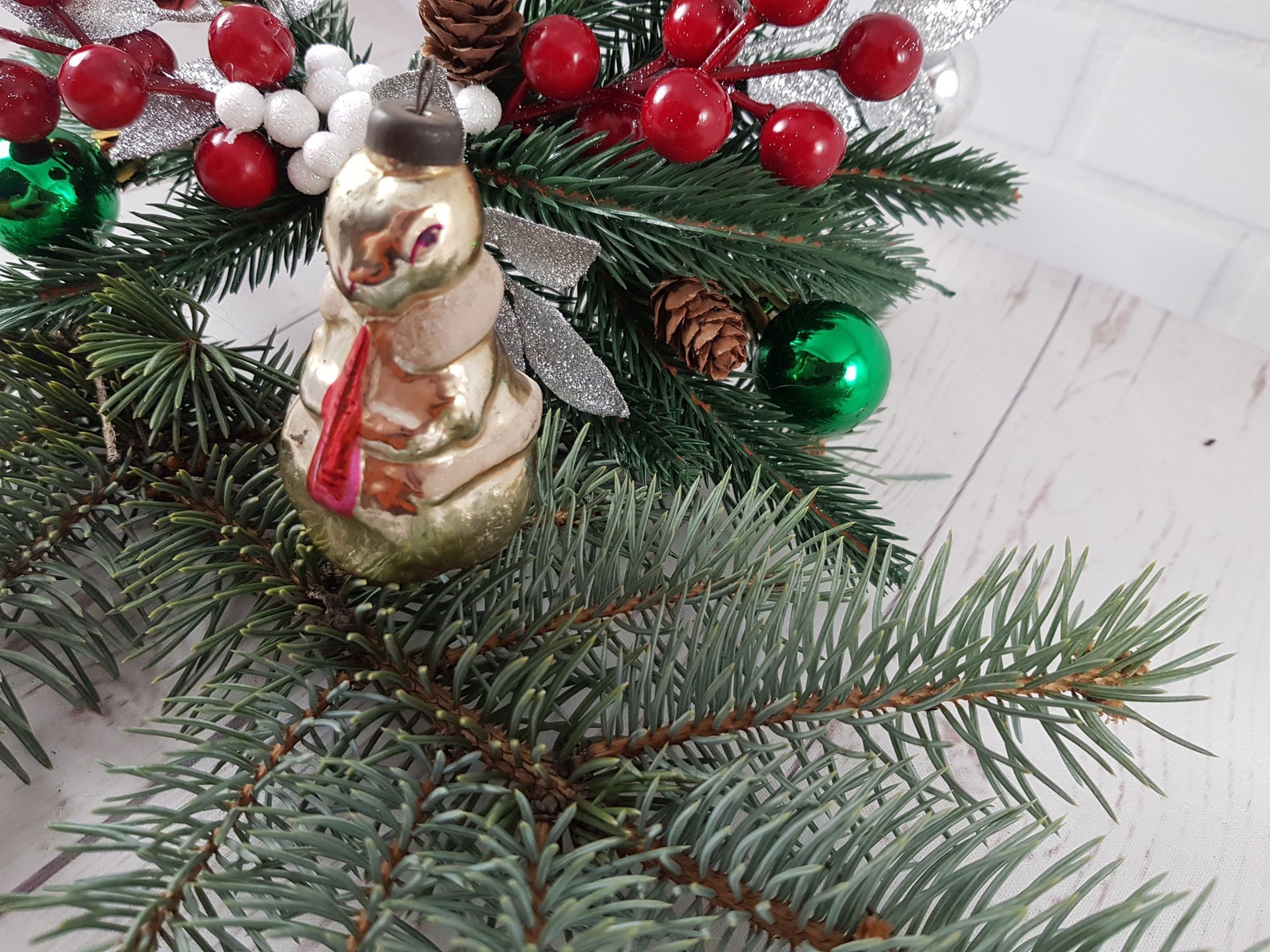 Rabbit. Christmas tree toy . New Year's toy. Vintage toy. Etsy