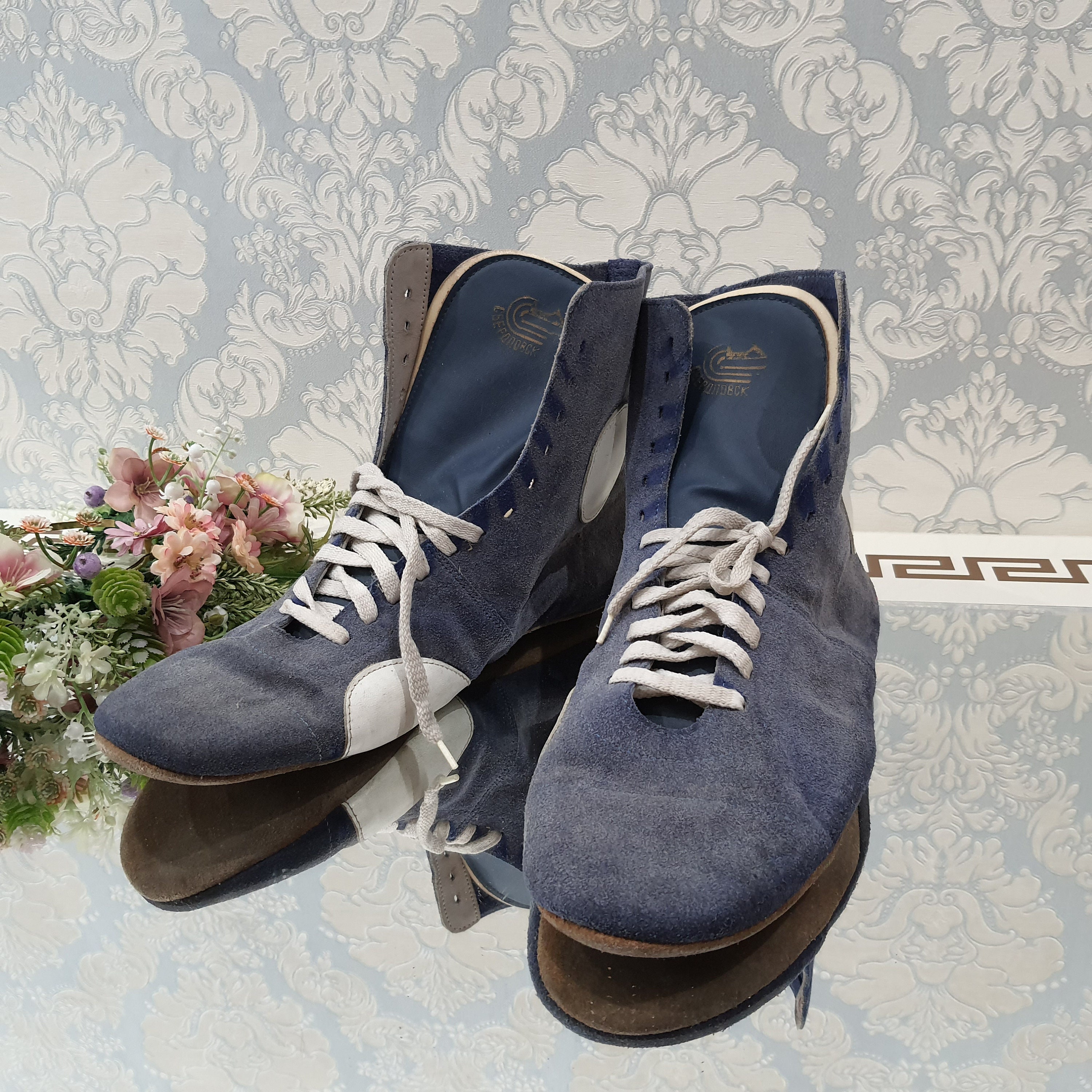 Boxing shoes Vintage Boxing Sneakers Blue Boots Sports Etsy