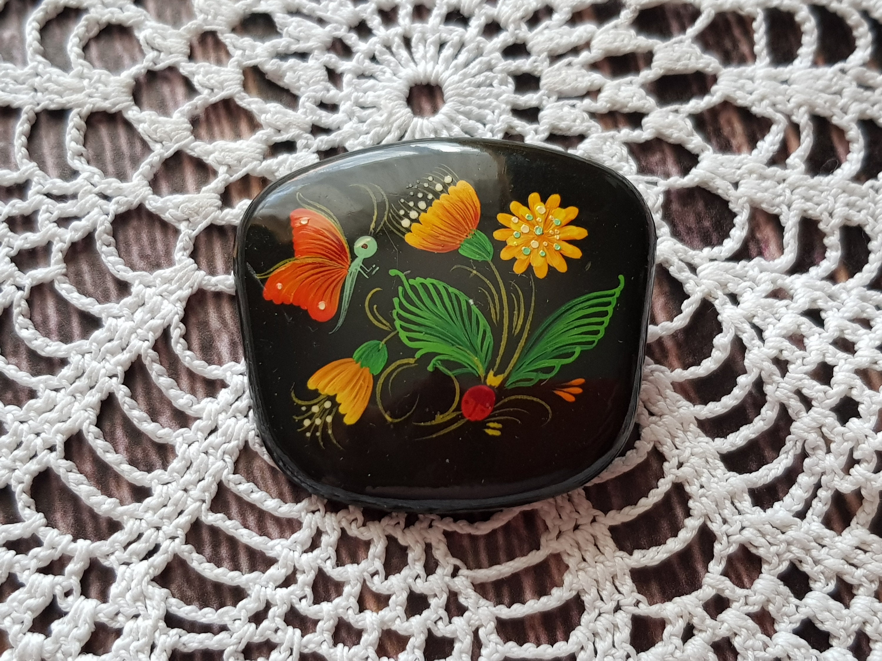 Russian Folk Brooch Authentic Russian Lacquer Brooch USSR. Etsy