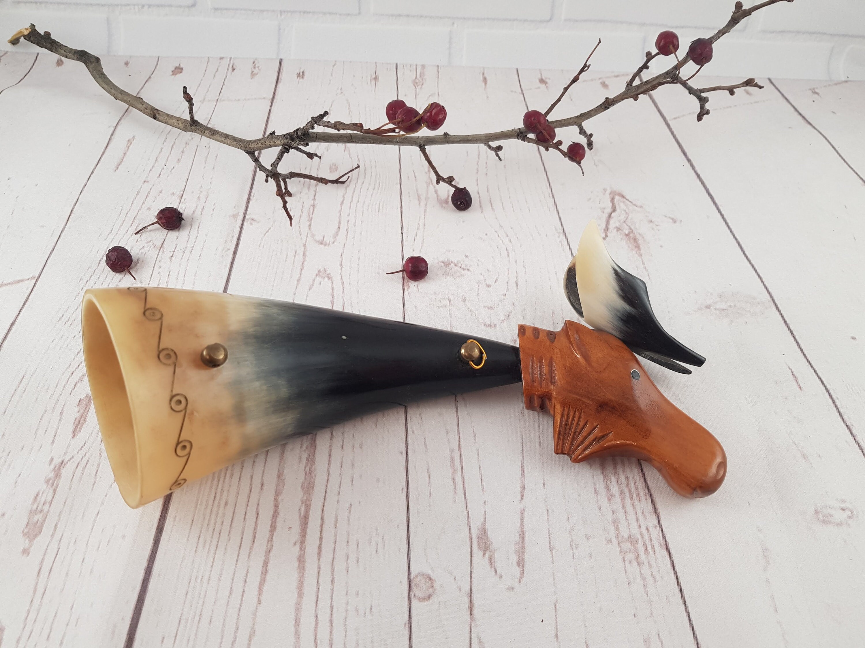 Drinking horn. Soviet drinking horn. Viking horn. Vintage Etsy