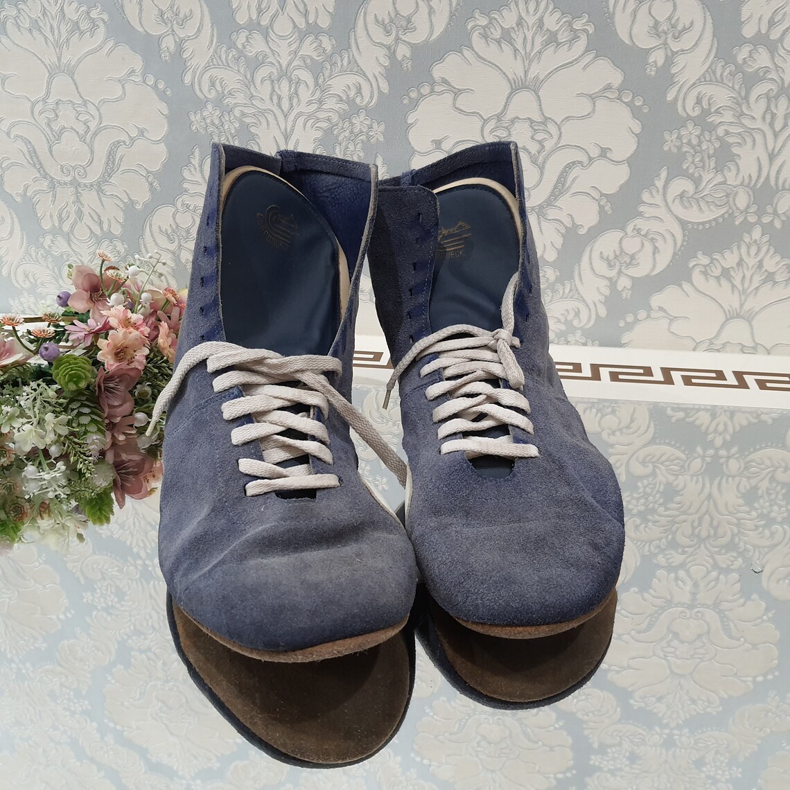 Boxing shoes Vintage Boxing Sneakers Blue Boots Sports Etsy