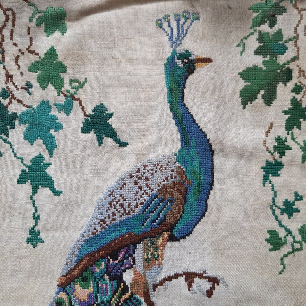 Firebird. ANTIQUE Embroidery bird  Ukrainian Hand Embroidery Vintage Handwork Embroidered Picture Cross Stitch Gobelin Tapestry Folk Art