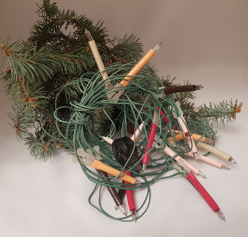 Vintage USSR Xmas Tree Neon Lights ornamental decorative garland New Year Tree Soviet Christmas string lights vintage SOVIET CHRISTMAS