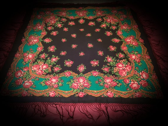Black shawl. Russian shawl scarf Ukrainian shawl W